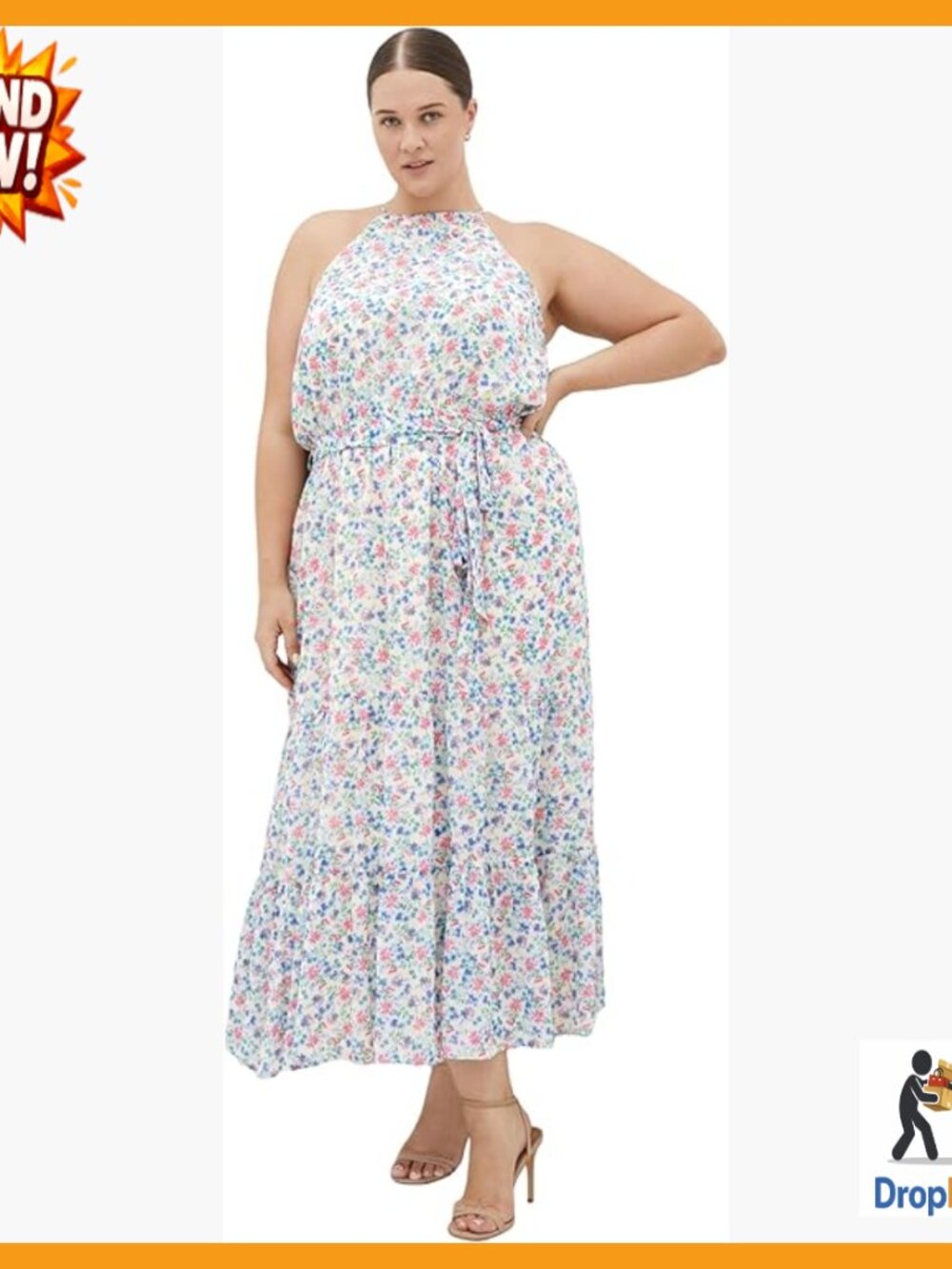 Plus Size Maxi Dress Halter Neck Adjustable Elegant Chic Casual Day Out